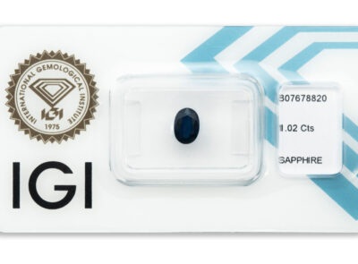 safír 1.02ct deep blue (původ: Austrálie) s IGI certifikátem