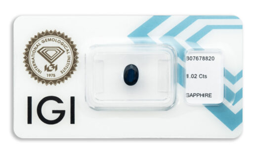 safír 1.02ct deep blue (původ: Austrálie) s IGI certifikátem