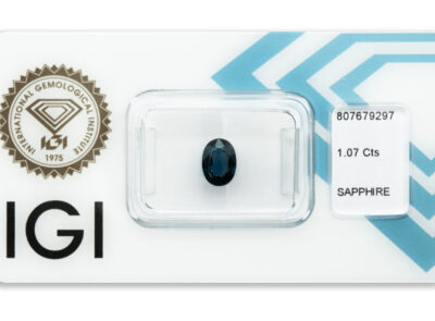 safír 1.07ct deep blue (původ: Austrálie) s IGI certifikátem