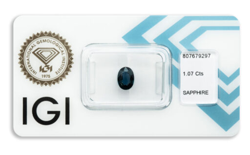 safír 1.07ct deep blue (původ: Austrálie) s IGI certifikátem