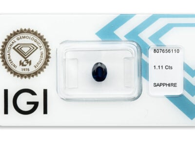 safír 1.11ct deep blue s IGI certifikátem