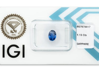 safír 1.13ct blue (tepelně neupraven; původ: Šrí Lanka) s IGI certifikátem
