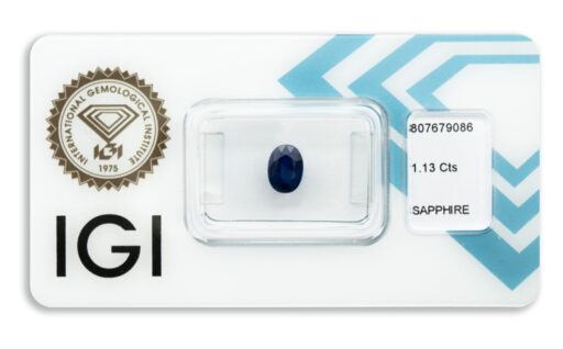 safír 1.13ct deep blue (původ: Austrálie) s IGI certifikátem