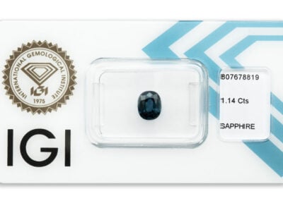 safír 1.14ct deep blue (původ: Austrálie) s IGI certifikátem