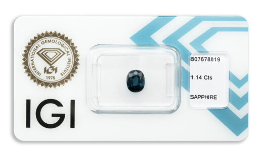 safír 1.14ct deep blue (původ: Austrálie) s IGI certifikátem