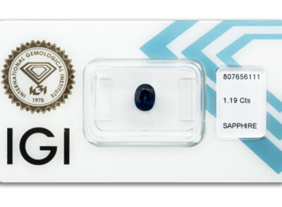 safír 1.19ct deep blue s IGI certifikátem