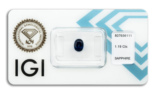 safír 1.19ct deep blue s IGI certifikátem