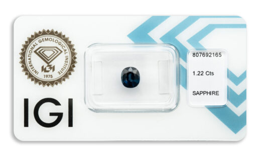 safír 1.22ct deep purplish blue s IGI certifikátem