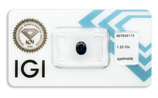 safír 1.23ct deep blue (tepelně neupraven) s IGI certifikátem