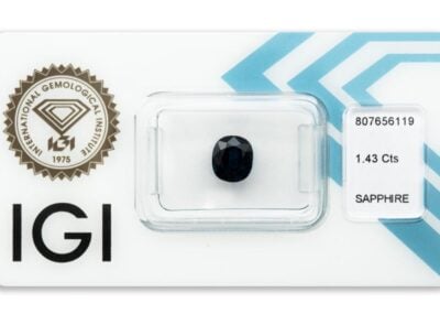 safír 1.43ct deep blue (původ: Thajsko) s IGI certifikátem