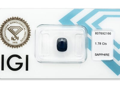 safír 1.78ct deep blue (tepelně neupraven) s IGI certifikátem
