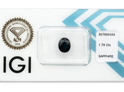 safír 1.79ct deep blue (tepelně neupraven; původ: Madagaskar) s IGI certifikátem