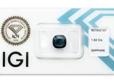 safír 1.82ct deep blue (tepelně neupraven; původ: Austrálie) s IGI certifikátem