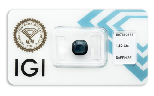 safír 1.82ct deep blue (tepelně neupraven; původ: Austrálie) s IGI certifikátem