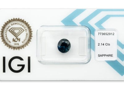 safír 2.14ct deep blue s IGI certifikátem