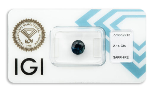 safír 2.14ct deep blue s IGI certifikátem