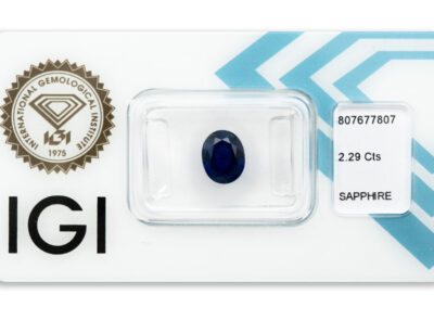 safír 2.29ct deep blue (původ: Austrálie) s IGI certifikátem