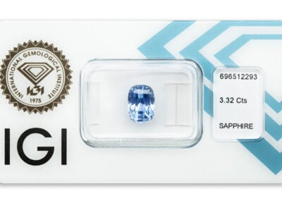 safír 3.32ct violetish blue (tepelně neupraven) s IGI certifikátem
