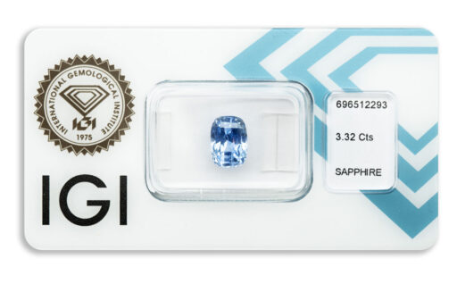 safír 3.32ct violetish blue (tepelně neupraven) s IGI certifikátem