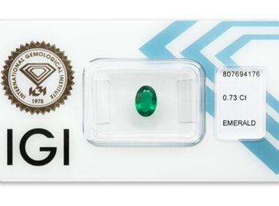 smaragd 0.73ct deep bluish green (původ Zambie) s IGI certifikátem