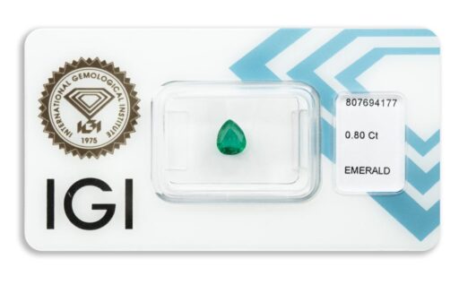 smaragd 0.80ct deep bluish green (původ Zambie) s IGI certifikátem