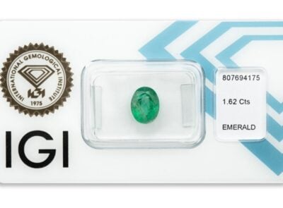 smaragd 1.62ct deep bluish green (původ Zambie) s IGI certifikátem