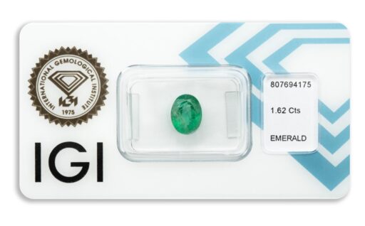 smaragd 1.62ct deep bluish green (původ Zambie) s IGI certifikátem