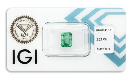 smaragd 2.21ct deep bluish green s IGI certifikátem