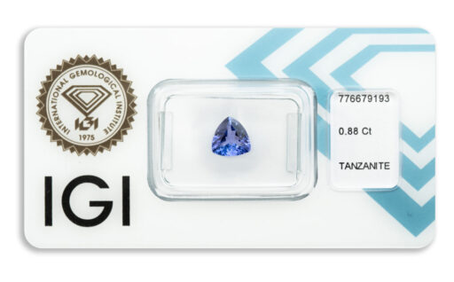 tanzanit 0.88ct deep bluish violet s IGI certifikátem
