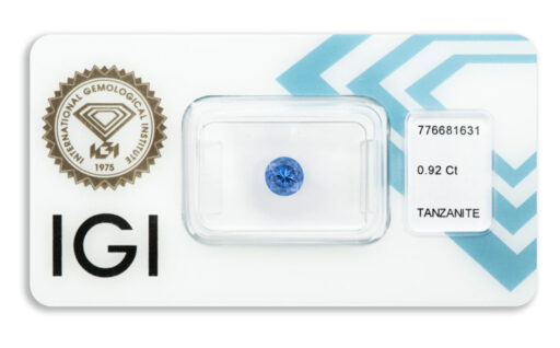 tanzanit 0.92ct deep violetish blue s IGI certifikátem