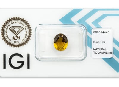 turmalín 2.40ct deep brownish yellow s IGI certifikátem