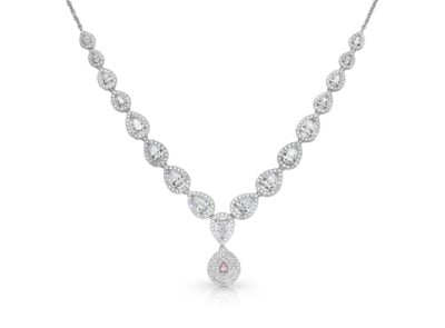 zlatý náhrdelník s diamantem 0.08ct 6PR (Fancy Intense Pink)/SIAV s ARG certifikátem