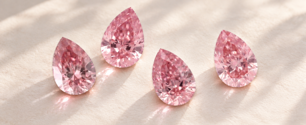 čtveřice růžových diamantů z dolu Argyle